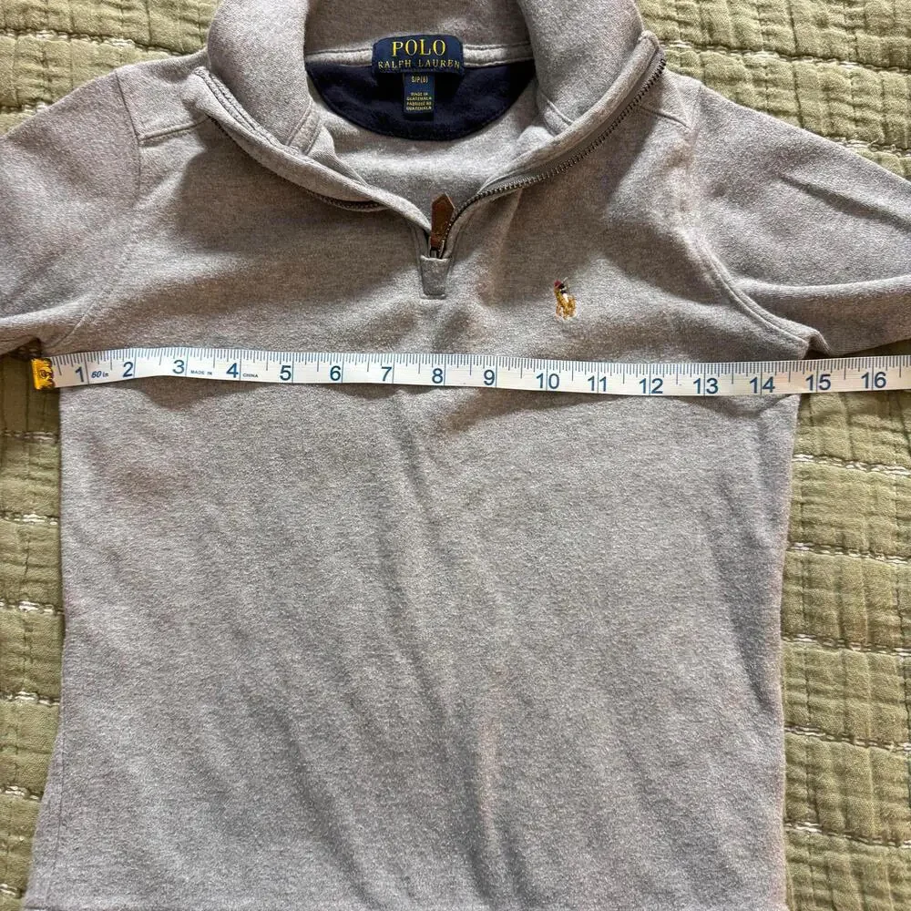 POLO RALPH LAUREN Boys SZ S Gray Quarter Zip Turtle Neck Preppy Luxury CabinCore